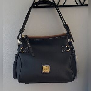 NWT Dooney & Bourke Tasseled Pebbled Leather Shoulder Bag BLACK